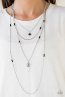 Paparazzi Key Keynote - Black Beaded Pendant Necklace