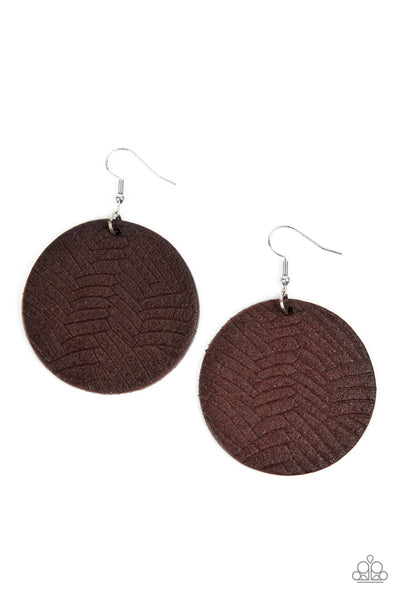 Paparazzi Leathery Loungewear - Brown Earrings