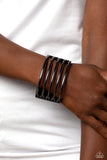 Paparazzi Wayward Warrior - Black Gunmetal Arc Cuff Bracelet