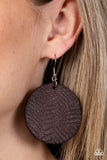 Paparazzi Leathery Loungewear - Brown Earrings