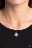 Paparazzi Daisy Diva - Orange Marquise Cut Floral Necklace