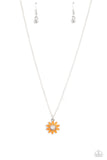 Paparazzi Daisy Diva - Orange Marquise Cut Floral Necklace