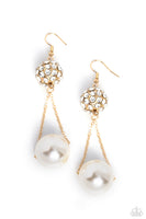 Paparazzi Ballerina Balance - Gold Pearl Earrings