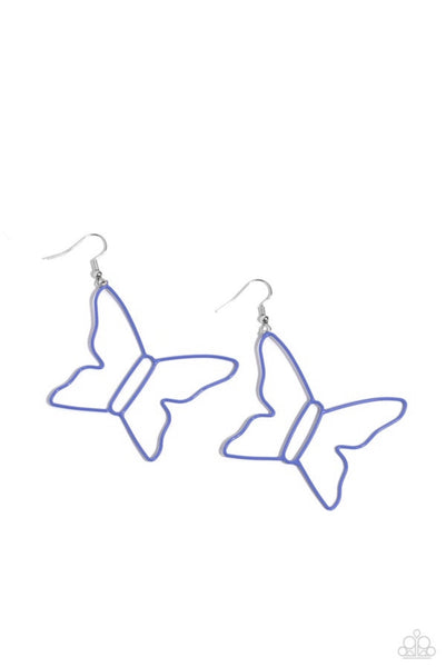 Paparazzi Soaring Silhouettes- Blue Butterfly Earrings