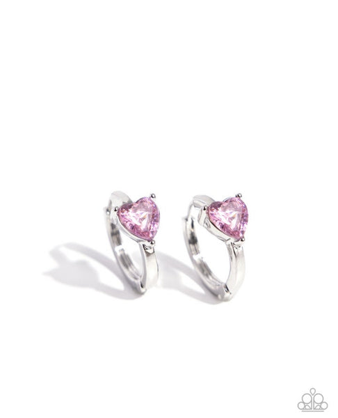 Paparazzi High Nobility- Pink Small Heart Hoops