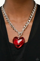 Paparazzi March LOP GLASSY-Hero- Red Heart Necklace