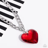 Paparazzi March LOP GLASSY-Hero- Red Heart Necklace