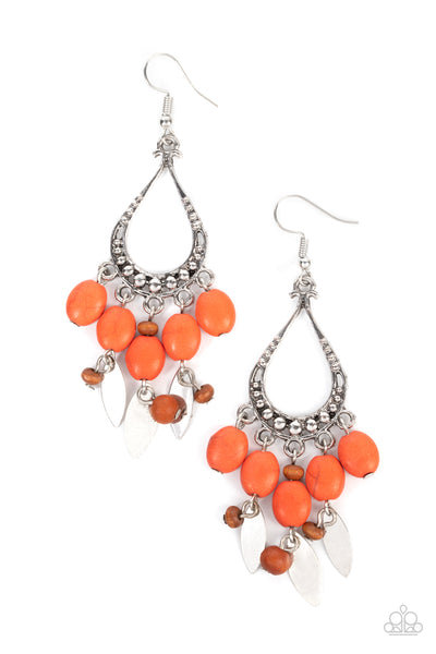 Paparazzi Adobe Air - Orange Stones Earrings