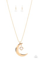 Paparazzi Astral Ascension - Gold Half Moon Gold Star Necklace