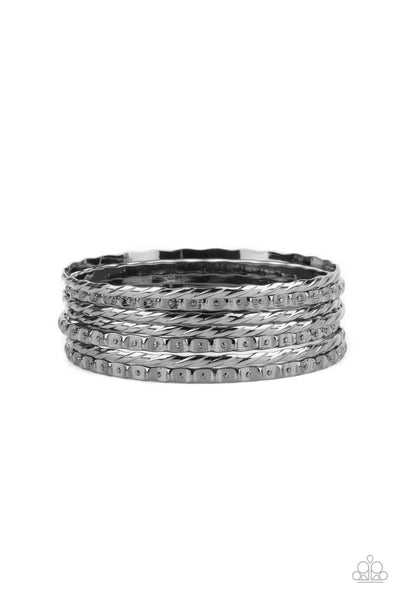 Paparazzi Back-To-Back Stacks - Black - Veronica's Jewelry Paradise, LLC