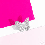 Paparazzi PINK FRIDAY Bright-Eyed Butterfly - White Butterfly Ring