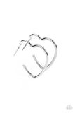 Paparazzi Burnished Beau - Silver Small Hoops Earrings