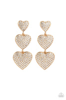 Paparazzi Couples Retreat - Gold Hearts Earrings