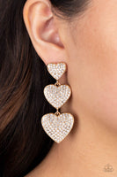 Paparazzi Couples Retreat - Gold Hearts Earrings