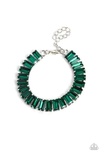 Paparazzi Darling Debutante - Green Emerald-Cut Bracelet