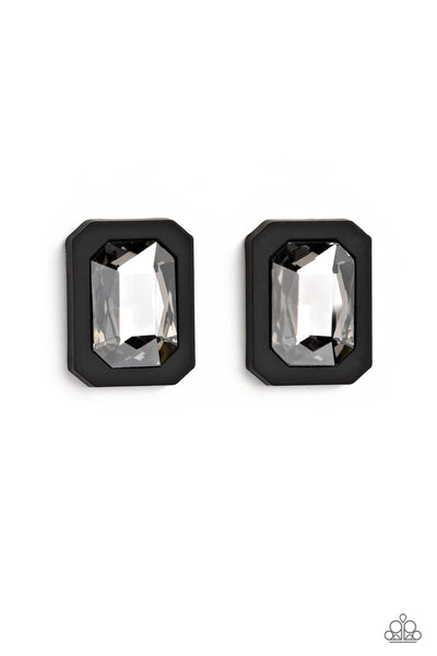 Paparazzi Edgy Emeralds - Black Emerald-Cut Earrings