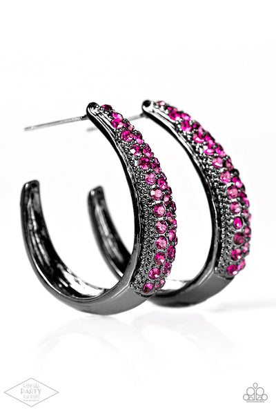 BLACK DIAMOND FAVORITE EXCLUSIVE- Glitter Jam Gunmetal and Pink Hoops - Veronica's Jewelry Paradise, LLC