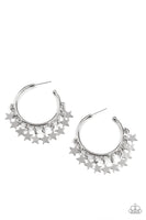 Paparazzi Happy Independence Day - Silver Stars Hoops Earrings