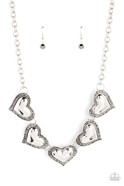 Paparazzi Kindred Hearts - Silver Hematite Heart Necklace