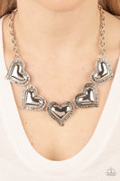 Paparazzi Kindred Hearts - Silver Hematite Heart Necklace