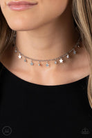 Paparazzi Little Lady Liberty - White Rhinestones Star Neckalce