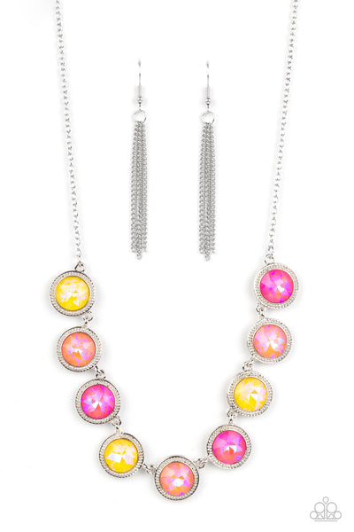 Paparazzi Queen of the Cosmos - Yellow Iridescent Necklace