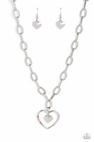 Paparazzi Refulgent Romance - Pink Heart Necklace