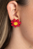 Paparazzi Sensational Seeds - Red Seed Bead Petals Earrings