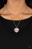 Paparazzi Sweethearts Stroll - Pink Crystal-Like Heart Gem Necklace