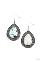 Paparazzi Terrazzo Tundra - Multi White Teardrop Earrings