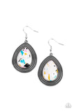 Paparazzi Terrazzo Tundra - Multi White Teardrop Earrings