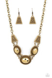 Paparazzi Textured TRAPEZOID - Brass Necklace