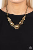 Paparazzi Textured TRAPEZOID - Brass Necklace