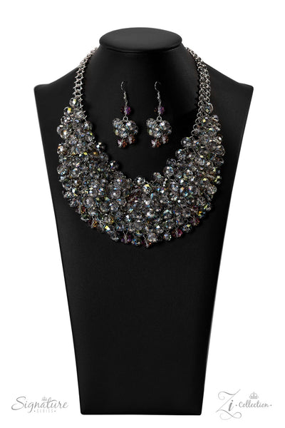 Paparazzi Zi Necklace Collection 2022 The Tanger - Crystal-Like Beads Iridescent or hypnotic Oil Spill finish Necklace