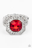 Paparazzi Title Match - Red Oversized Gem Ring