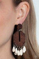 Paparazzi Western Retreat - White Earrings